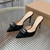 Future-Proof Fashion High Heel Sandals Summer New Crystal Decor Walk Show Pointed Toe Female Slippers Satin Material Appear Thin Legs Women's High Heels