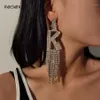 IngeSight Z Luxury Shiny Rhinestone Alphabet Initial Letter A Drop Dangle Earrings Crystal Long Tassl Earrings for Women Jewelry1200T