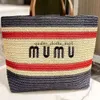 Luxury Straw Raffias Miumiubag stor tote designer strandpåse kvinnor rand korg axel virkning resväska man väva handväska crossbody clutch topp handtag väskor 684