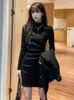 Casual Dresses Women Folds Special Vacation All-match Tender Creativity Sweet Autumn Warm Simple Daily Korean Style Ladies Modern