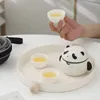 Teware Sets Creative Panda Hızlı Kupa One Pot Üç Bardak Dış Mekan Kamp Çay Seti İçme Seramik Taşınabilir Seyahat Hediyesi