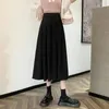 Jupes 2024 Printemps d'été Femmes Elegant Midi Vintage Y2k High Taise élastique longue jupe plissée A-Line For Girl Clothing