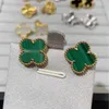 Designer Brand Fashion 925 Pure Silver Van Clover oorbellen verguld met 18K goud wit fritillaria rode agaat zwart geluk gras en earstuds sieraden