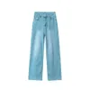 version of elastic high waisted wide leg jeans womens 2024 Spring and Autumn new loose slimming straight leg mop pants