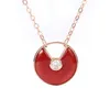 High Quality Luxury Necklace Kajia V-Gold Talisman with White Fritillaria Black Red Agate Thick Plated 18k Rose Gold Lock Bone Chain Pendant