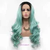 High quality fashion wig hairs online store Wig Party Mint Green Long Curly Hair Chemical Fiber Lace Headband