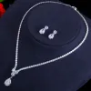 Necklaces Pera Delicate Wedding Engagement Women Costume Jewelry Shiny CZ Waterdrop Pendant Earrings and Necklace Sets for Brides J315