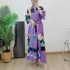 Vestidos informales Qing Mo Gradiente Vestido plisado Mujeres 2024 Spring Outumn Wooden Edge Ving-Choqupat At Medium Longitud ZXF4880