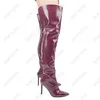 Botas RONTICOOL MULHERM TIM DE INVERNO SEXY STILETTO SALTOS PONTO PONTO PONTO BLACK RED RED Club Sapatos Us Tamanho 5-15