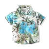 T-shirts baby pojkar hawaiian skjorta barn strand kort ärm sommartryck tees topps lapel skjorta semester kusten barn tshirts kläder
