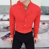 2023 Spring 3 Color Stand Collar Shirt Högkvalitativ män Långärmad Slim Fit Casual Black White Red Business Dress Shirts 240409