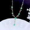 Collane Nuova collana a sospensione smeraldo naturale 925 Silver Twocolor Plassing Processo principale Dimensioni 4x5mm