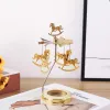 Candles Christmas Decoration Aromatherapy Glass Candle Cup Lid Stainless Steel Rotating Carousel Candle Holder Walking Light Candlestick