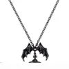 Drottning Moder Demon Evil Titanium Black Wings Diamond Saturn Necklace Super Cool Punk Bat196u