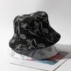 Berets Japanese Women Men Paper Scissors Printed Bucket Hat Harajuku Hip Hop Outdoor Sunscreen Cotton Drop