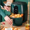 Fryers 4.5L 6L Smart Electric Air Fryers Large Capacity Automatic Household Multi 360°Baking LED Touchscreen Deep Fryer Without Oil