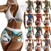 Swimwear de mujeres 2024 Pantalones cortos de cintura alta Bikini Conta de halter impresa Push Up traje de baño sexy de baño Bíquico Bíquine Brasileiro