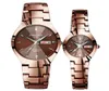 Luxury Wristwatches Quartz Wristwatch Fashion Business Watch Men Women Tungsten Steel Coffee Gold Pair Hour Set Couple Watches for8910916