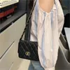 designer crossbody bag chenel 23k Black Gold Wide Shoulder Strap Chain Bag Autumn Winter Leather Diamond Grid Square Fat Man Shoulder Crossbody Stick Bag