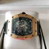 PM035 Rose Gold Man Watches 42 mmxx50 mm gumowe pasy Paspos Sapphire Glass Transparent Automatyczny ruch mechaniczny Mężczyznę Watch zegarek
