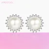 Ohrringe und cool frischwasser natürliche Perlenohrringe Silber 925 für Frauen Klassiker Moissanit Sonnenblumen Perlen Ohrringe Silber Mädchen Schmuck Schmuck