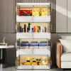 Bacs armoires de cuisine en plastique multifonctionnelles, meubles de maison, armoires de rangement multicouche au sol, simple foldin de salon