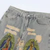 Jeans holgados de Y2K desgarrados Fashion Fold Unisex Hip Hop Streetwear para hombres Jean Man Pantalones Pantalones de pantalones 240417