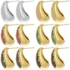Boucles d'oreilles Stud Eyika Luxury Women Jielts bijoux Gold plaqué géométrique chunky Drop multicolor Zircon Teardrop