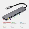 Hubs USB C Hub 7 in 1 Type C 3.0 Adapter tot 4K HDMICompatible SD TF -kaart PD Fast Charge SplitterHub voor telefoon MacBook Computer