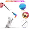 Giocattoli 5pcs Feather Cat Teaser Toys for Cat Interactive Feather Wands Toy Funny Pet Cat Stick Cat Kitten Wand Bell Bell Toy Color Random Color