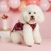 Hundhjärtad tryckklänning Spring Dog kläder för små hundar tjej Valentines valp prinsessa tutu söt hund tyll klänningar pet party c 240422