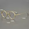 Lunettes de soleil Frames Vintage Round Pure Titanium Eyeglass FaShes Men Myopia Prescription Glasse optique Femmes 2024 Eyewear