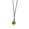 Pendant Necklaces Stylish Black PU Leather Cord Necklace Bean Clavicle Chain Adjustable Geometric Charm Neckchain Accessory N2UE