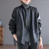 Женская кожа 2024 Осень Женщины модная байкерская одежда Женская свободная винтажные искусственные куртки.