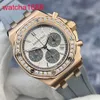 Heren AP Polshorloge Epic Royal Oak Series 26231 OR Womens 18K Rose Gold Original Diamond Panda Face 37mm automatisch mechanisch horloge