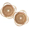 Pillow 2 Pcs Rattan Boho Placemats Home Heat Insulation Household Woven Retro Dinner Plates Vintage Braided Coasters