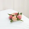 Dekorativa blommor 20 cm Vacker Rose Peony Artificial Silk Wreath For Candlestick Bouquet Home Christmas Party Wedding Dining Table Decor