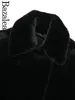Jackets femininos 2024 mulheres zbza elegante preto artificial casacos de peles de bolso jaqueta inverno causal solto e quente moda oficial global