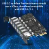 Kort PCIe 1 till USB 3.0 Hub Splitter Controller Expansion Extender Card 7Ports Converter Adapter Component Adapter