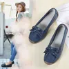 Casual Shoes WOIZGIC Women Mother Old Ladies Female Flats Loafers Cow Genuine Leather Pigskin Slip On Bow 35-40 JTS-2201