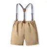 Bekleidungssets Kleinkind Baby Junge Anzug Gentleman Revers Halsknopf Downs Hosender Shorts Bowtie Krawatte Infant Jungen Sommerset