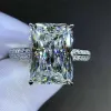 Bands New Fashion Big Square Crystal Stone Women Wedding Bridal Ring Luxury Engagement Party Anniversary Best Gift Large Rings