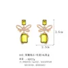 Fashion Delicate Crystal Green Metal Cube Stone Bow Knot Couple Earrings Jewelry Wholesale Earrings Women 2023 240408