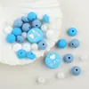 34PcsPack Round Silicone Beads I Love Mum Dad Chewing Beads For Jewellery Making DIY Pacifier Clips Chain Teether Teething Toys 240422