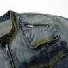 Men's Jackets Retro Pleated Yellow Mud Dyed Washed Denim Jacket Men Multiple Pockets Locomotive Style Cargo Jeans Coat