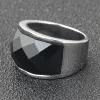 Bands New Fashion Rings for Women/Men Wedding Jewelry Big Black Crystal Stone Ring 316L Stainless Steel Anillos