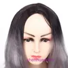 Designer Human Wigs Hair for Women Grandmas Gray muda gradualmente com ondas longas e encaracoladas e grandes no meio