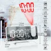 Klockor FM Radio LED Digital Smart Alarm Clock Watch Table Electronic Desktop Clocks USB Wake Up Clock med 180 ° Time Projection Snooze