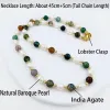 Necklaces Go2boho Natural Stone Baroque Fresh Water Pearl Necklace India Agate Bead Clavicle 2023 Trendy Charm Handmade Jewelry Women