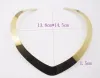 Halsband Handbuffing Gold Color 316L Rostfritt stål Uttalande Halsband Chunky Torques V Shape Clavicle Women Jewelry